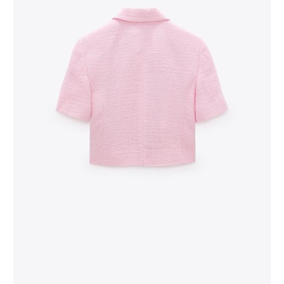 ZARA Buttoned Textured Weave Blazer Pink - Picture 9 of 11